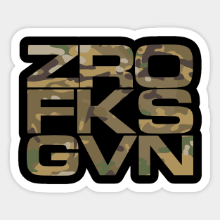 Zero Fucks Given - Woodland Camo style Sticker